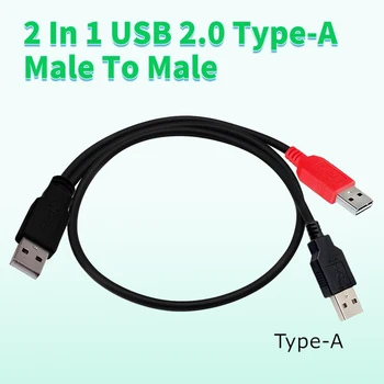 2 Az 1-ben USB 2.0 Típusú férfi Férfi 3A Adatok Töltés Y Elosztó Kábel 80/20CM USB Tápegység HDD Kamera