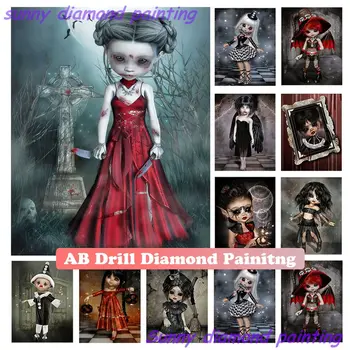 Halloween Horror Képregény Baba 5D Gyémánt Festmény, Új Művészet AB Diy Gyakorlat Álló Mozaik Hímzés, keresztszemes Készlet lakberendezés