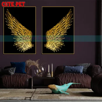 arany szárnyak Mozaik hímzés víz fúró gyémánt festmény teljes gyakorlat DIY dekoráció angyal szárnyak Nincs Keret cross stitch művészeti 2DB