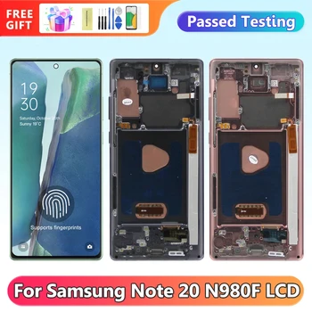 Note20 AMOLED kijelző Samsung Galaxy Note 20 N980F N981B Lcd Kijelző érintőképernyő Rész Ujjlenyomat Lyukak Támogatási S Pen