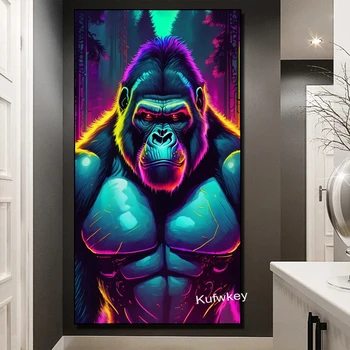5D DIY Gyémánt Festmény Színes Gorilla Art Kép keresztszemes Készlet Teljes Négyzet Gyakorlat Mozaik Strasszos Nagy Majom Képek H023