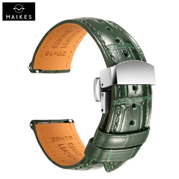 MAIKES Luxus Márka, Bőr óraszíj gyorskioldó A Rolex, Omega IWC Watchbands Zöld 19mm 20mm 21mm 22mm Nézni Zenekar