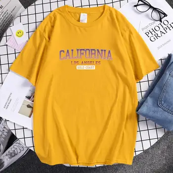 A Los Angeles-I California Gold Coast Nyomtatás Póló Pamut Újdonság Tshirt Férfi Retro Magas Minőségű Felső Vintage Nyári Póló Férfi