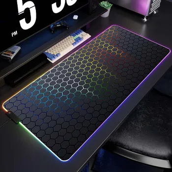 LED Háttérvilágítású, Asztal Mat RGB Geometriai Egér Pad Játék Mousemat Nagy Íróasztal Mat Gamer Kiegészítők Mousepad Sebesség Billentyűzet Párna XXL