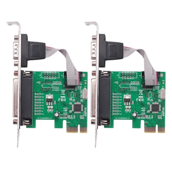 2X RS232 RS-232 Soros Port COM & DB25 Nyomtató, Párhuzamos LPT Port PCI-E PCI Express Kártya Adapter Átalakító