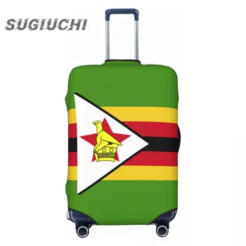 Zimbabwe Ország Zászló Csomagtér Fedél Bőrönd Utazási Kellékek Nyomtatott Rugalmas Porvédő Zsák Trolibusz Esetében Védő