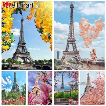 Gyémánt Festmény Párizs Teljes Négyzet Gyémánt Hímzés Eiffel-Torony Mozaik Kép Strassz Táj Wall Art AS3119