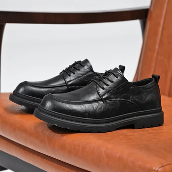 Lace-Up oxford, férfi cipő, Alkalmi Puha Mens Cipők Bőrből készült Férfi Oxford, Klasszikus Office Shoes Elegantes Férfi Esküvői Ruha Cipő