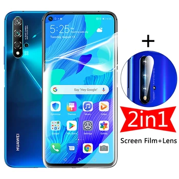 Hidrogél Film Huawei Honor 7A-7C 8X 9X 9 10 20 Lite 10i 20-AS 30 Pro P okos 2019 Nova 5T képernyővédő fólia + Kamera Lencse