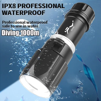 Legerősebb XHP190 LED Búvárkodás Zseblámpa Szakmai Búvárkodás, Víz alatti Lámpa Fényt, Nagy teljesítményű 1000 méteren a Búvár Lámpás