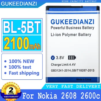 BL-5BT 2100mAh Csere Nagy Kapacitású Mobil Telefon Akkumulátor Nokia 2608 2600c 7510a 7510s N75 Smartphon Akkumulátorok