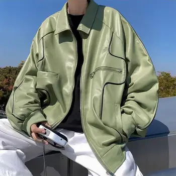 Alkalmi Férfi Dzseki Kabát, Cipzáras Egyszínű Zsebében Laza Fit Műbőr Őszi Téli Termál Férfiak Nők Pár Kabát Streetwear