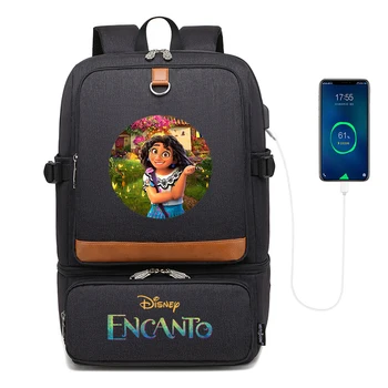 Disney Encanto Laptop Hátizsák Rekesz USB Vízálló Hátizsákok Hűvösebb Táskák Szabadtéri Túrázás Hőszigetelt ebéd Táska