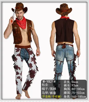 Férfi ruházat Western, Cowboy Party Jelmez Gyerekeknek, Felnőtt, Indiánok Fancy Dress Up Retro Jelmez Közepes Halloween Punk Cosplay Készlet