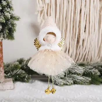 Aranyos Géz Baba Dekoráció Arany Szárnyas Karácsonyi Angyal Babák Sequin Tüll Szoknya Bell Ékezetek Gyerekeknek Karácsonyra