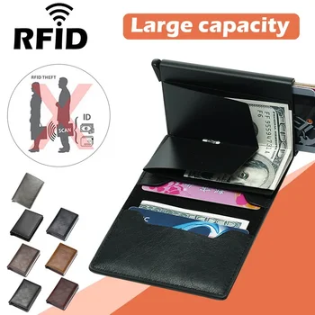 A hitelkártya Birtokos Férfi Pénztárca RFID-Blokkoló Védett Alumínium Doboz PU Bőr Pénztárca, Pénz Klip Tervező Kártyabirtokos