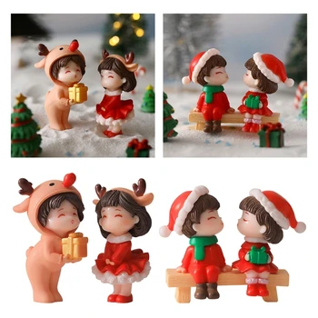Ünnepi Karácsonyi Pár Miniatúrák Dekoráció Szobában Íróasztal Autó