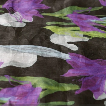 Magas minőségű rami tissu Lila írisz digitális nyomtatás patchwork High-end ruha cheongsam szövet