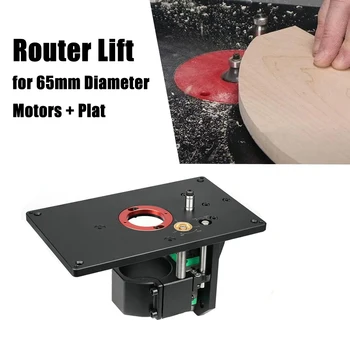 Router Emelje fel a 65mm Átmérőjű Motors + Lemez Faipari Router Táblázat Beszúrása Lemez Lift Bázis Fa Router Működik Padok Eszközök