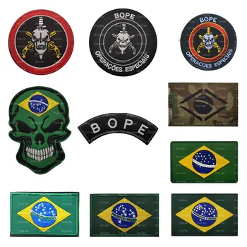 Brazil Zászló Sorozat 3D Hímzett Karszalagot Infravörös Lézerrel Vágott Taktikai Morál Hátizsák Kalap Jelvény Ruházat Dzseki Horog Javítás