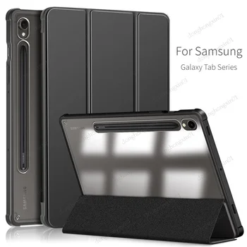 Vissza Átlátszó tok Samsung Galaxy Tab A9 Plusz A8 S6 Lite 10.5 hüvelyk S7 Plus 12.4 hüvelyk S8 S9 FE 11 inch Tollal Nyílás Fedelét