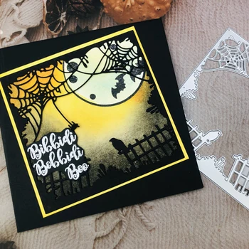 Alinacutle Fémforgácsolási Meghal Vágott Halloween Pókháló Négyzet Alakú Keret Scrapbooking Paper Craft Kézzel Készített Album Kártya Ütés Művészeti Kés