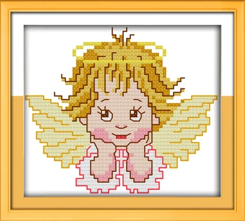 A gyermeki kis angyal, keresztszemes készletek rajzfilm Aida gróf 14ct 11ct nyomtatott hímzés DIY kézzel készített hímzés kínálat